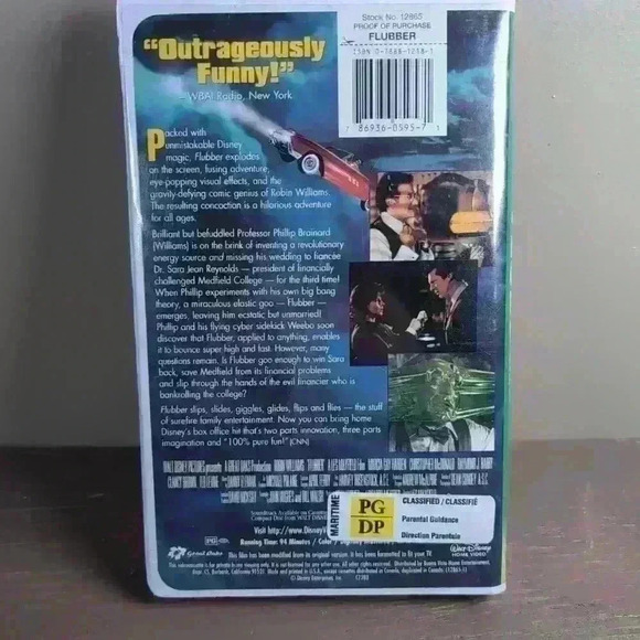 Flubber 1998 Disney VHS Clamshell (Robin  Williams) - With Original Insert! - Picture 3 of 10